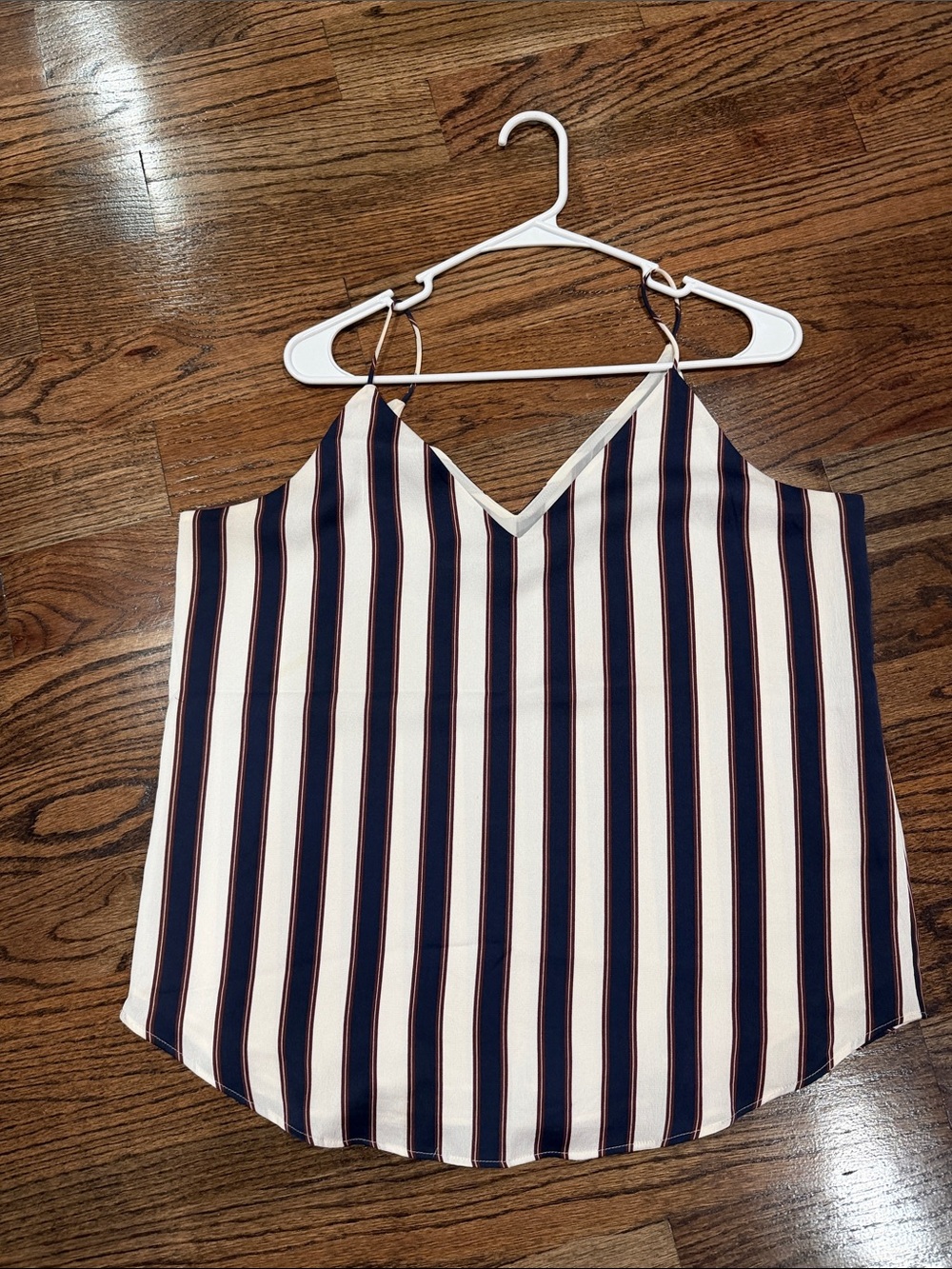 Express Navy and Cream Striped V-Neck Cami